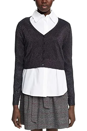 ESPRIT 112ee1i310 Maglione Cardigan, 003/Nero 3, S Donna
