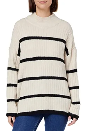 ONLY Onlanna LS High Neck Stripe CS Knt Maglione, , S Donna