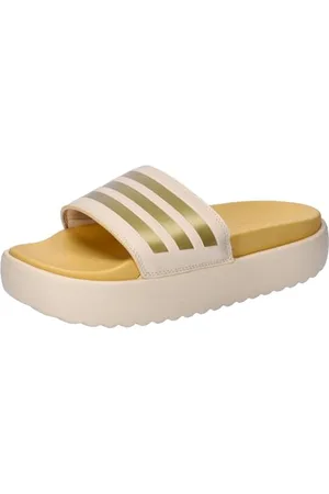 adidas Donna Adilette Platform Slides, crystal sand/gold met/semi spark, 42 EU