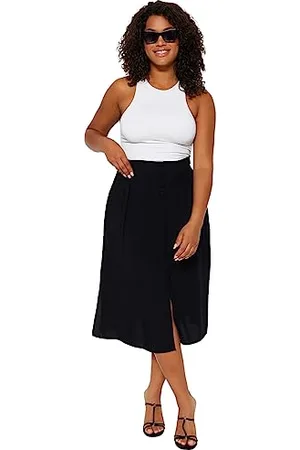 Trendyol Donna Dritto Midi Una Linea Gonna Taglie Forti, , 48