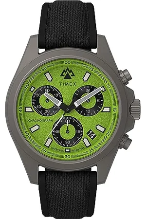 Timex Orologio da uomo Expedition North da 43 mm, cinturino in silicone nero in due pezzi, quadrante verde, cassa in titanio TW2V96400