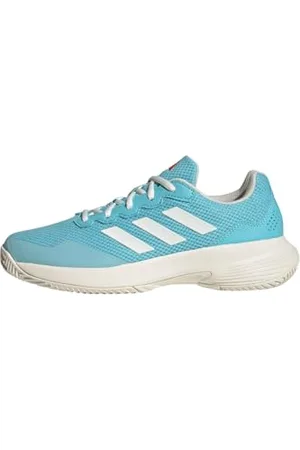 adidas Gamecourt 2.0 Tennis Shoes, Scarpe Donna, Light Aqua/off White/Bright Red, 43 1/3 EU