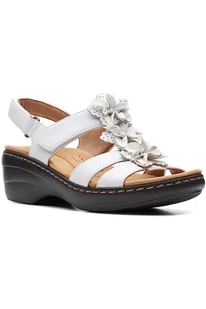 Clarks Sandalo Merliah Sheryl da donna con tacco, Bianco sintetico/pelle Combi, 38 EU