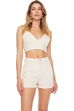 Trendyol Pantaloncini da Donna a Vita Alta con Gamba Dritta, , 10