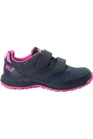 Jack Wolfskin Woodland Texapore Low VC K, Scarpe da Ginnastica, Blu/Rosa, 34 EU