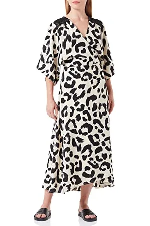 Liquorish Maxi Abito a Portafoglio con Stampa Animalier con Maniche Kimono in Vestito da Sposa, 44 Donna