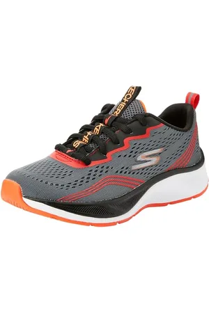 Skechers Boys, Sneaker, Charcoal Textile/Red & Orange Trim, 43 EU