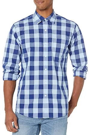 Amazon Camicia Casual in Popeline a Maniche Lunghe Vestibilità Regular Uomo, , M