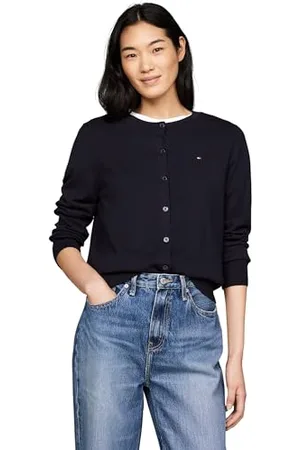 Tommy Hilfiger Donna Cardigan Jersey Stitch Cardigan Elegante, (Desert Sky), XL