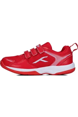 Hundred Court Star Non-Marking Badminton Shoes for Boys (Red/White, EU 38/UK 5/US 6) | Lightweight | X-Cushion Protection | Suitable for Indoor Tennis/Squash/Table Tennis/Basketball & Padel