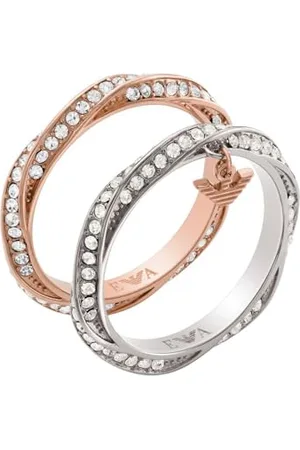 Emporio Armani Set di anelli da donna in oro rosa e acciaio inossidabile bicolore, EGS3024SET6.5