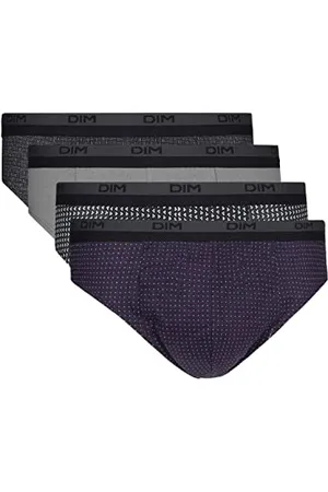 Dim Slip in 100% Cotone Uomo, Cubi/Grigio Vulcano/Intreccio/Punti, M, Confezione da 3 + 1