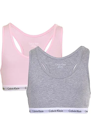 Calvin Klein 2Pk Bralette, Reggiseno, Bambina, 8-10 anni, (Grey Htr/Unique)