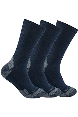 Carhartt Calzini in Misto Cotone, Peso Medio, Confezione da 3, Marina Militare, M Uomo