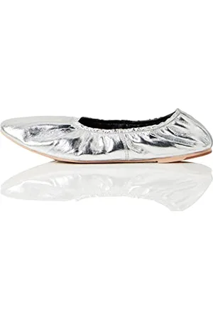 FIND Basil Ruched - Ballerine Donna, Argento (Silver), 37 EU