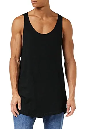 Urban classics Long Shaped Open Edge Loose Tank Canottiera Sportiva, (Black 7), S Uomo