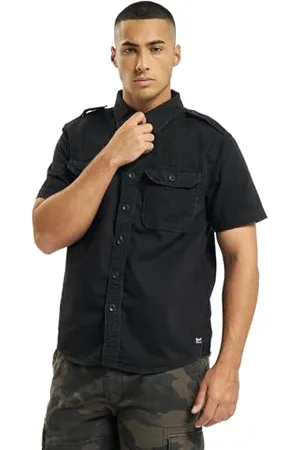 Brandit Vintage Shirt Short Sleeve, Uomo, Black, M