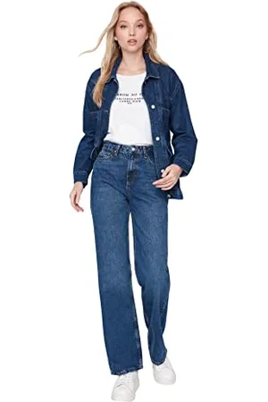 Trendyol Herren Hoher Bund Weites Bein der 90er Jeans, , 38 da Donna