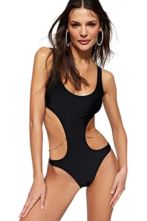 Trendyol Costume da Bagno in Maglia con Dettaglio a Tinta Unita, , 0 Donna
