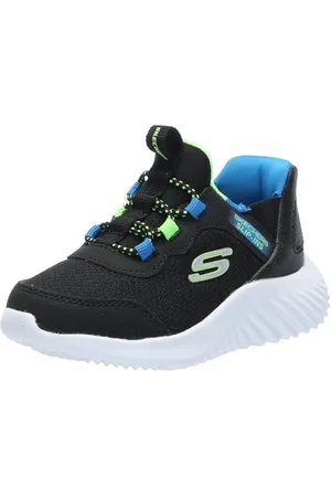 Skechers Bounder Brisk-Burst, Scarpe da Ginnastica, Black/Lime, 35.5 EU