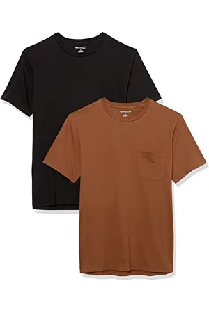 Amazon Maglietta Girocollo a Maniche Corte con Taschino Uomo, Pacco da 2, , XL