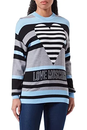 Moschino Maniche Lunghe con Logo Seasonal Heart And Institutional Maglione, , 48 Donna