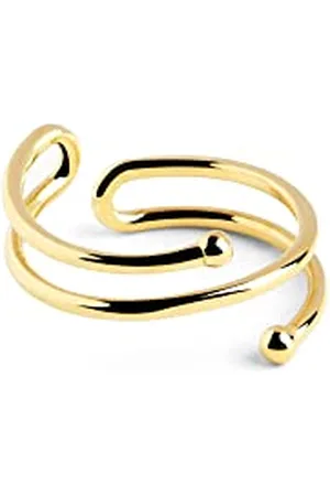 SINGULARU Anello Double Dot. Regolabile. Argento Sterling 925 con Finitura Placcata 18Kt. Taglia Unica. Gioielli da Donna
