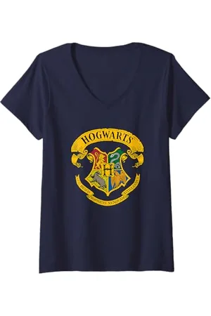Harry Potter Donna Stemma di All Hogwarts Maglietta con Collo a V
