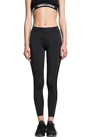 Urban classics Ladies Tech Mesh Stripe, Leggings Donna, (Black 7), XL