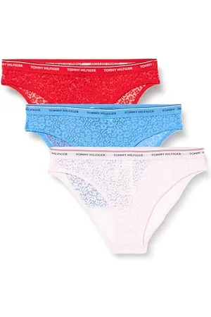 Tommy Hilfiger Slip Bikini Modellanti Donna Confezione da 3 con Pizzo, Multicolore (Fierce Red/Blue Spell/Pearly Pink), XXL