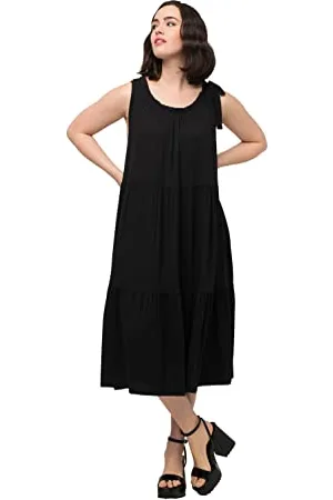 Ulla Popken Kleid Vestito, Schwarz, 48-50 Donna