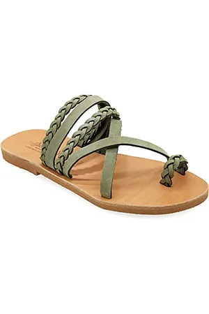 Emmanuela Handcrafted For You Emmanuela Sandali in stile greco con parti intrecciate, sandali piatti in pelle fatti a mano di alta qualità, scarpe estive con cerniera per le donne, sandali boho chic, , 37 EU