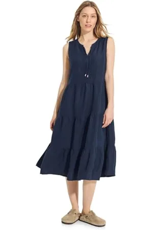 CECIL Linen_li/CV Solid Midi Dress Vestito, , S Donna