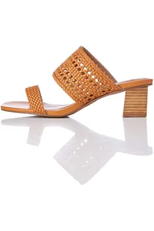 FIND FIND Two Band Woven Sandal - Sandali punta aperta Donna, (Brown Brown), 39 EU