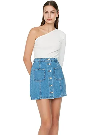 Trendyol Gonna in Denim a Trapezio da Donna Mini Linea a Trap, , 68