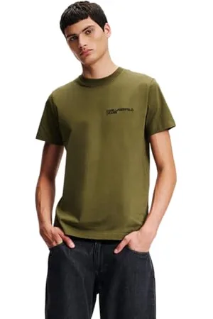 Karl Lagerfeld Jeans Karl Lagerfeld, da Uomo, Slim, A Maniche Corte, Colore Verde EDERA, Taglia Xtra Small