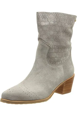Fred de la Bretoniere FRS1187 Stivaletto western in camoscio Donna, GREY, 40 EU