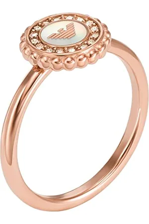 Emporio Armani Anello focale centrale in acciaio inossidabile con madreperla donna, tonalità oro rosa, EGS30202215.5