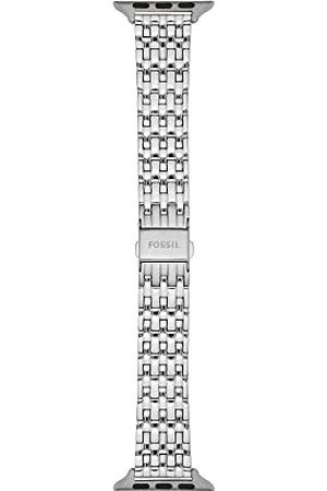 Fossil Bracciale compatibile con Apple Watch, 38/40/41 mm - 18 mm Acciaio inossidabile argento, S380006