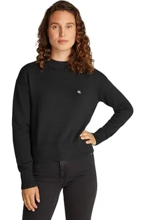 Calvin Klein Jeans Ck Embro Badge Sweater J20j222987, Maglione a collo alto Donna, Nero (Ck ), XXL Plus