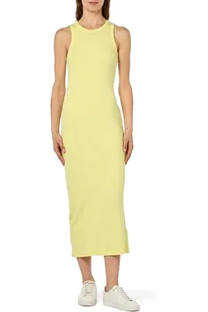 Tommy Hilfiger Abito Donna Midi Dress Slim Fit, (Yellow Tulip), M