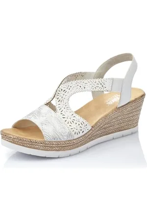 Rieker Donna Sandali 61916, Signora Sandali con Piattaforma,Sandalo con Plateau,Scarpa Estiva,Comodo,Suola Spessa,Bianco (Weiss / 80),37 EU / 4 UK
