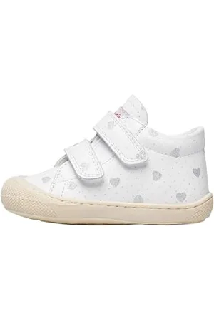 Naturino Cocoon VL-Scarpine Primi Passi in Pelle con Stampa Cuori-Bianco, Bianco-Argento 17