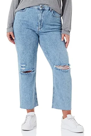 Benetton Pantaloni 43EZDE00E Donna, Blu Chiaro Denim 902, 26
