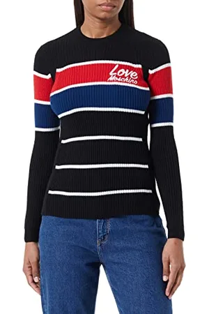 Moschino Collo Rotondo a Maniche Lunghe con Scritta Love Maglione, , 46 Donna