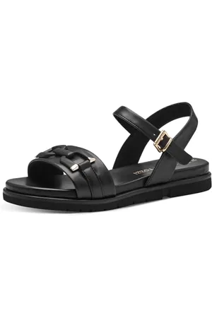 Marco Tozzi Sandali Donna Bassi con Cinturino Regolabile Vegani, (Schwarz), 40 EU