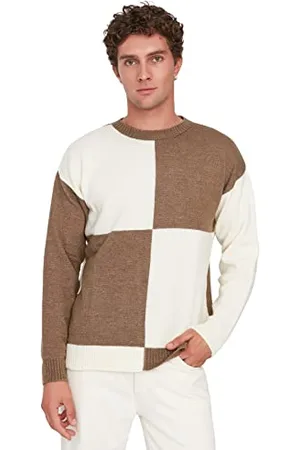 Trendyol Girocollo Colorblock Regular Maglione Maglia di Tuta, , M Uomo