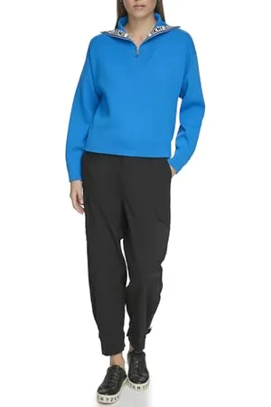 DKNY Felpa a Maniche Lunghe con Mezza Zip Maglia di Tuta, , L Donna