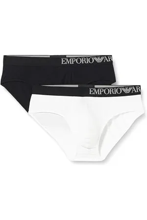 Emporio Armani Eco-Viscose Soft Touch Bamboo Viscose 2pack Brief, Slip Uomo, (Black-White), S