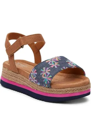 TOMS Diana, Sandali con zeppa Bambine e ragazze, Navy Embroidered Floral/Canvas, 34 EU